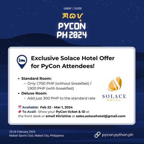 Solace Hotel Discount - PyCon PH 2024 (2)